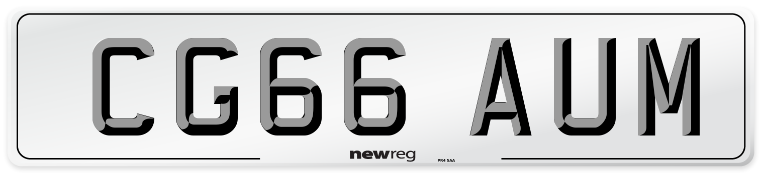 CG66 AUM Number Plate from New Reg